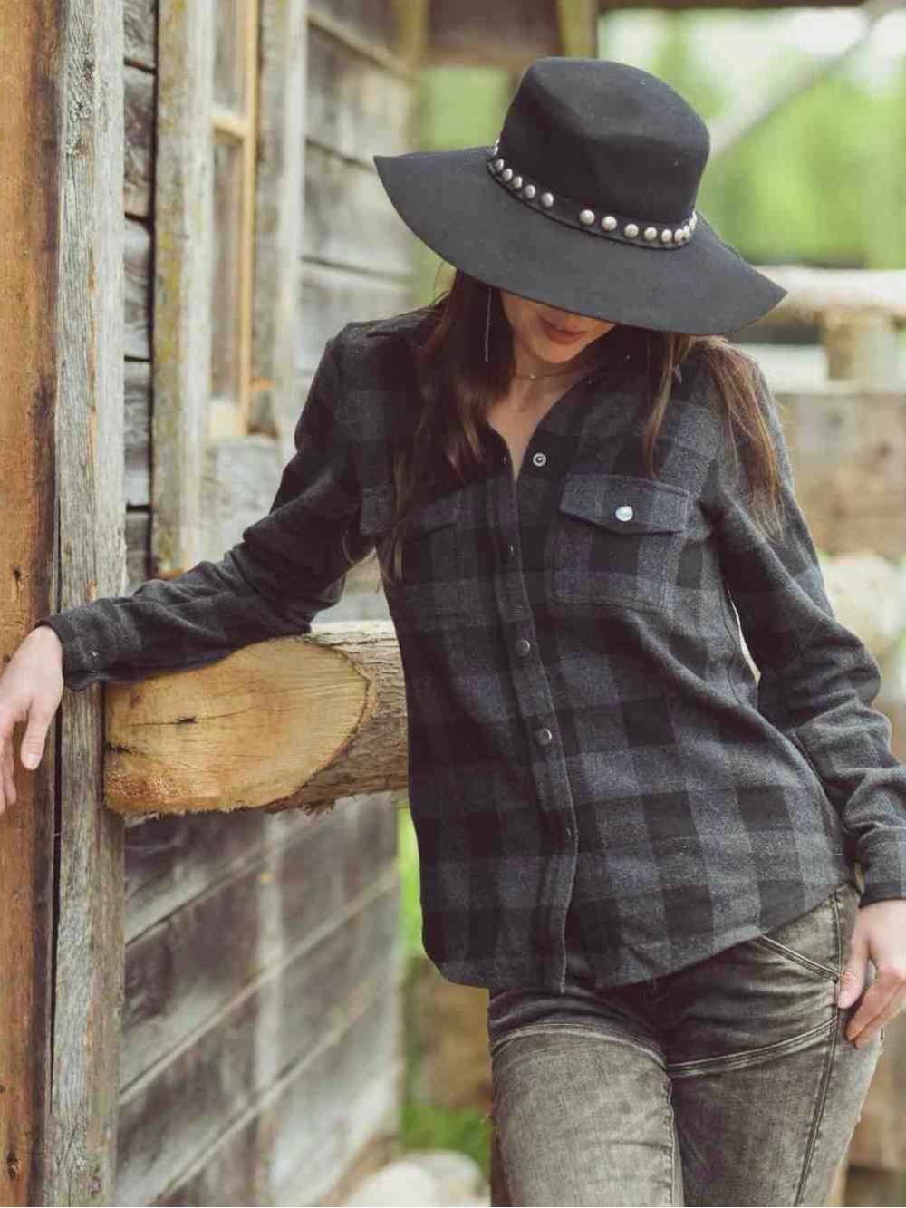 Nomads Hemp Wear Dakota Jacket, Women's Wool Plaid Button-Down Shirt, Grey, S